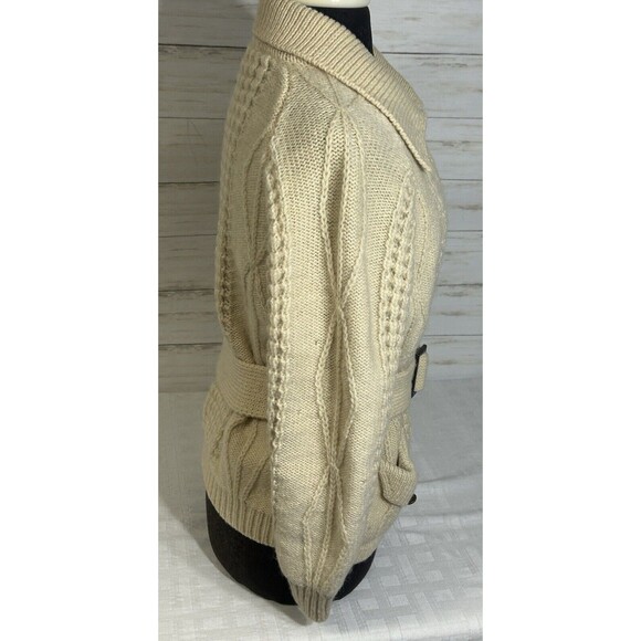 Vtg. Carraig Donn 100% WOOL THICK Cable Zip Cardigan Sweater 36 Medium to Large - Picture 8 of 16